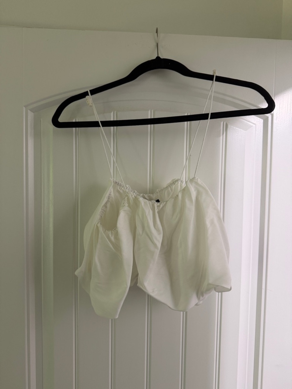 SHEIN White Ruched Spaghetti Strap Top